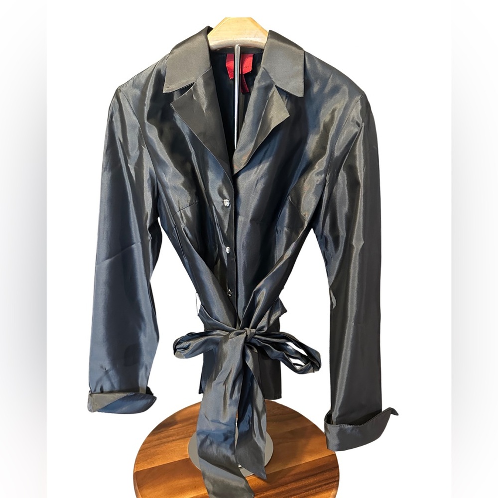 JS Collections classy Metallic Long Sleeve Button Up blouse rhinestone buttons